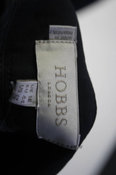 Hobbs London Womens Zipper Fly Pleated Straight Leg Pants Black Wool Size 12
