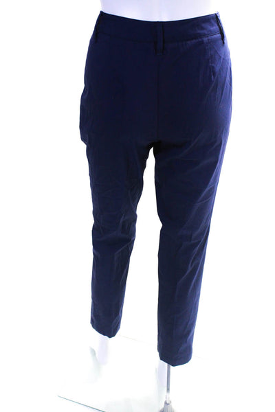 Les Copains Womens Zipper Fly Pleated Straight Leg Trouser Pants Blue Size IT 42