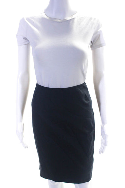 Akris Womens Back Zip Knee Length Pencil Skirt Gray Wool Size 4