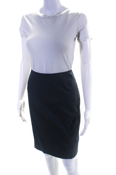 Akris Womens Back Zip Knee Length Pencil Skirt Gray Wool Size 4