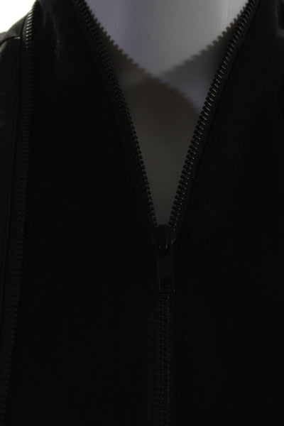 Injury Womens Leather Mock Neck Double Zip Sleeveless Vest Jacket Black Size L