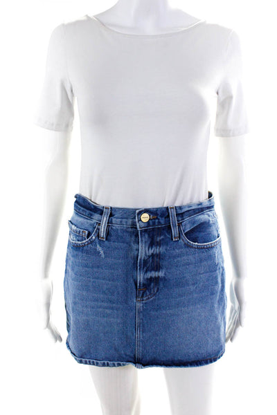 Frame Womens Cotton Medium Wash Five Pocket Denim Mini Skirt Blue Size 26