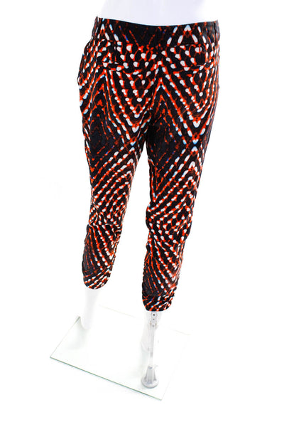 Parker Womens Silk Animal Print Front Pleated Skinny Pants Orange Size P S