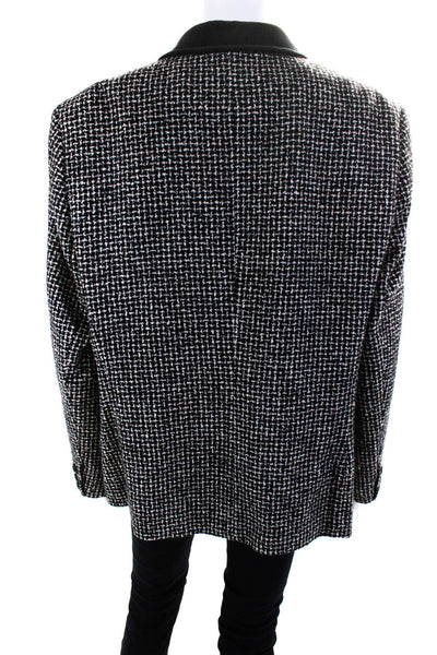 BASLER Womens Wool Check Print Long Sleeve Two Button Blazer Black White Size 46