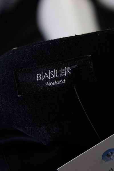 BASLER Womens Wool Shearling Knee Length Straight Skirt Navy Blue Size XL