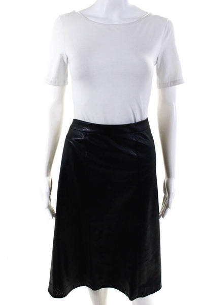 BASLER Women's Zip Closure Lined Flare Midi Faux Leather Skirt Black Size 46