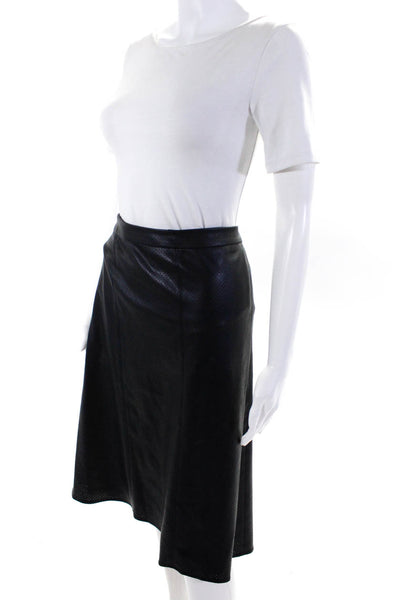 BASLER Women's Zip Closure Lined Flare Midi Faux Leather Skirt Black Size 46