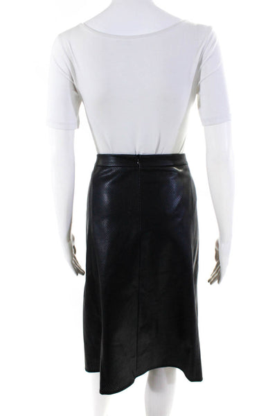 BASLER Women's Zip Closure Lined Flare Midi Faux Leather Skirt Black Size 46