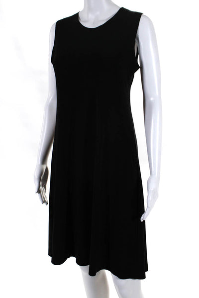 Norma Kamali Womens Crew Neck Sleeveless Matte Jersey Shift Dress Black Small