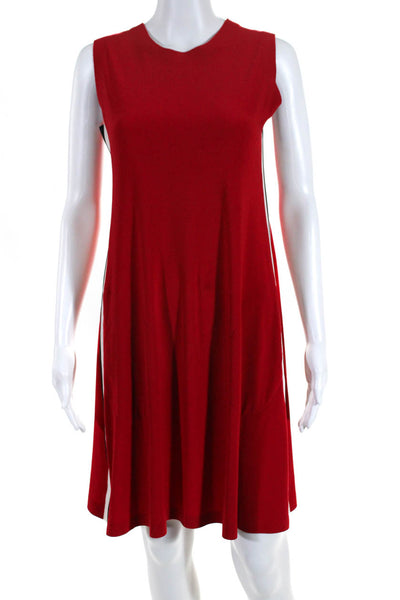 Norma Kamali Womens Striped Matte Jersey Sleeveless Shift Dress Red Size Small
