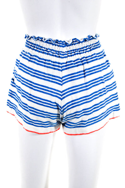Lemlem Womens Striped Elastic Waist Casual Mini Shorts Blue White Orange Size S
