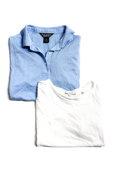 Brooks Brothers Vince Mens Polo Tee Shirt Blue White Size Medium Lot 2