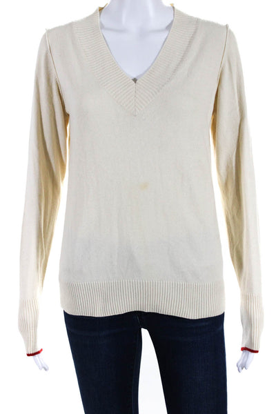 Barret Women's V-Neck Long Sleeve Pullover Sweater Pastel Yellow Size L