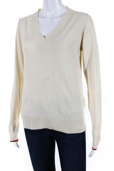 Barret Women's V-Neck Long Sleeve Pullover Sweater Pastel Yellow Size L