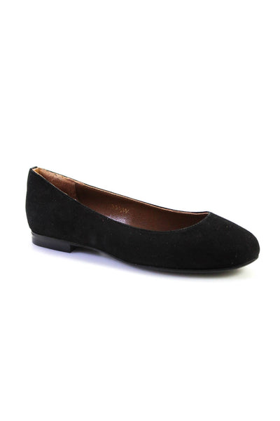 Margaux Womens Suede Leather Round Toe Ballet Flats Black Size 3.5