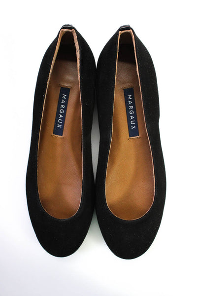 Margaux Womens Suede Leather Round Toe Ballet Flats Black Size 3.5