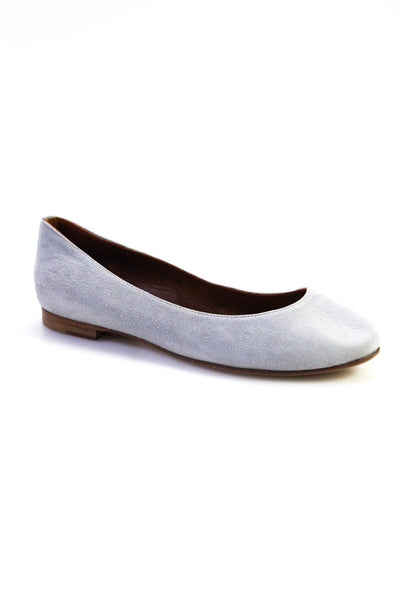Margaux Womens Leather Suede Ballet Flats Light Gray Brown Size 5