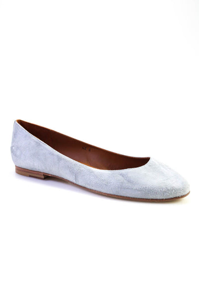 Margaux Womens Suede Leather Round Toe Ballet Flats Light Gray Brown Size 12