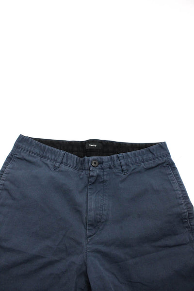 Theory Mens Solid Twill Zaine Shorts Blue Cotton Size 32 Lot 2