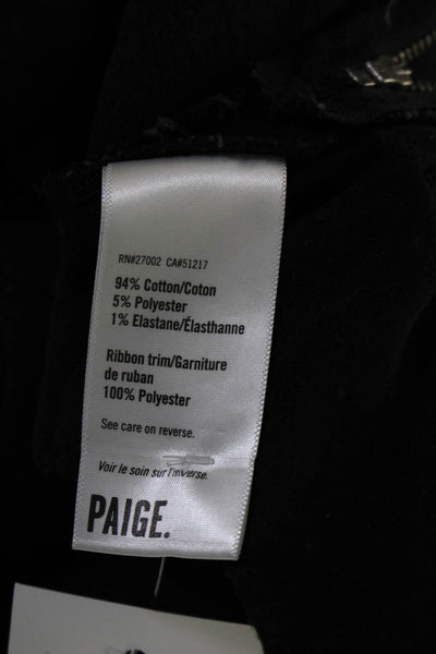 Paige Black Label Womens Denim Lace Up Sweetheart Neck Jumpsuit Black Size Mediu
