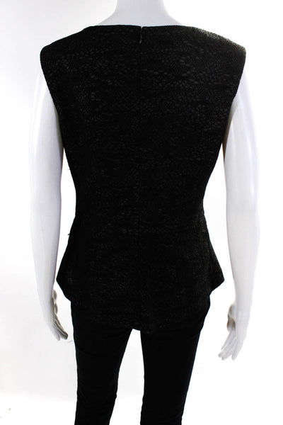 Calvin Klein Women's Scoop Neck Sleeveless Peplum Blouse Black Size S