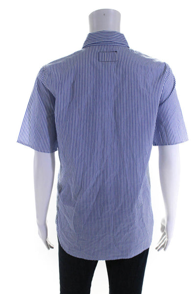 Current/Elliott Womens Cotton Striped Print Short Sleeve Shirt Blue White Size 0