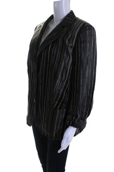 BASLER Womens Striped Print Long Sleeve Two Button Blazer Multicolor Size 46