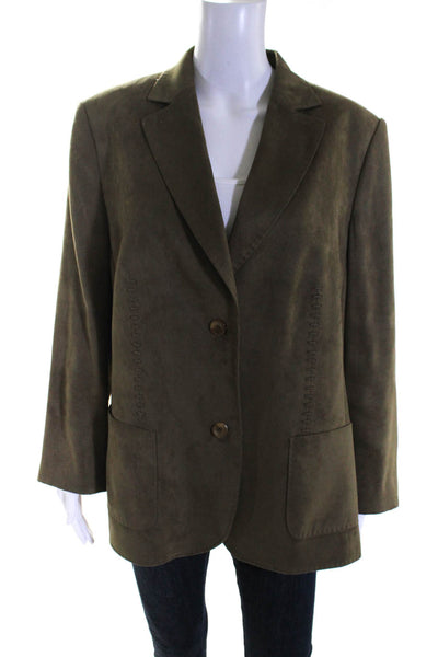 BASLER Womens Faux Suede Long Sleeve Two Button Blazer Jacket Brown Size 44