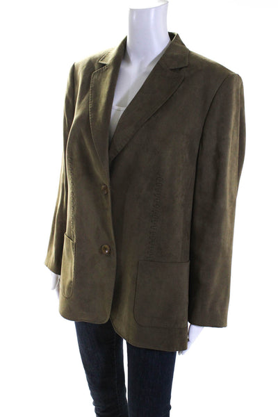 BASLER Womens Faux Suede Long Sleeve Two Button Blazer Jacket Brown Size 44