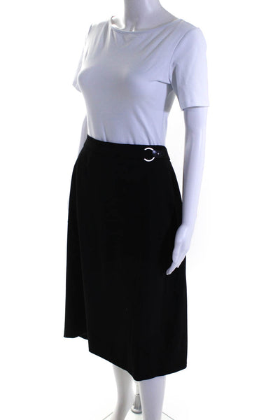 BASLER Womens Back Zip Buckle Waist Straight Lined Midi Skirt Black Size 2XL