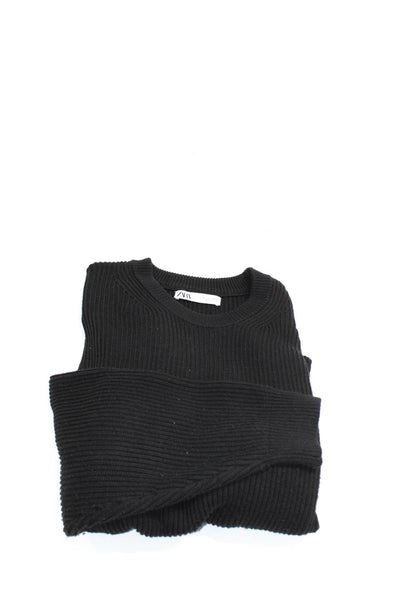 Zara Daily /Ritual Treasure & Bond Womens Texture Sweaters Black Size L XL Lot 3