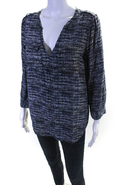 Joie Womens Silk 3/4 Sleeve V-Neck Pullover Tunic Top Blouse Blue Size S