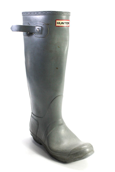 Hunter Mens Rubber Low Heel Knee High Rain Boots Light Gray Size 7