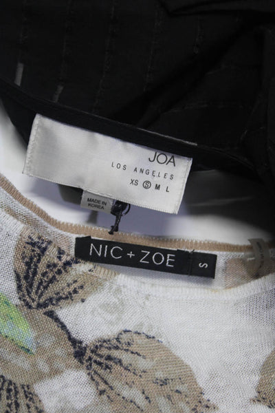 Nic + Zoe JOA Womens Floral Print Sheer 3/4 Sleeve Top Beige Size S Lot 2