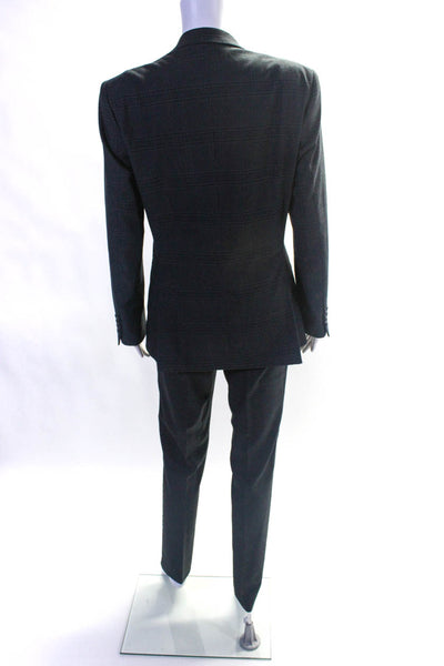 Alberto Cardinali Womens Gray Plaid Blazer Matching Pants Set Size 36R 30R