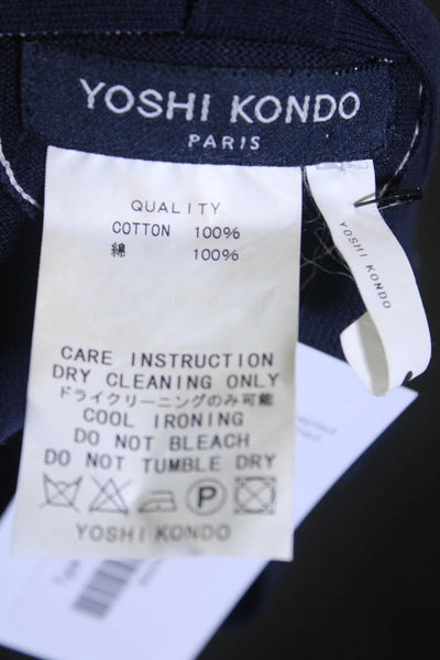 Yoshi Kondo Womens Cotton Sheer Exposed Seam V-Neck Cardigan Sweater Navy Size L