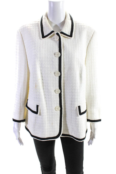 BASLER Women's Cotton Blend Single Breasted Fully Lined Blazer White Size 46