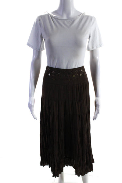 BASLER Women's Embellished Lightweight A Line Midi Skirt Brown Size XL