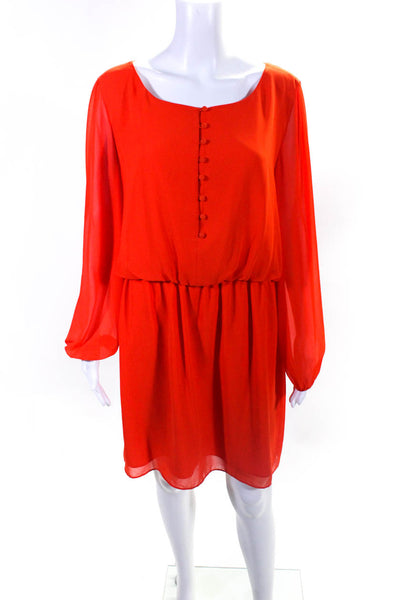 Gianni Bini Womens Long Sleeve Elastic Waist Popover Dress Red Size Large