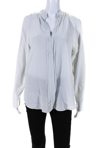 Equipment Femme Womens Long Sleeve V Neck Silk Shirt Light Gray Size Small