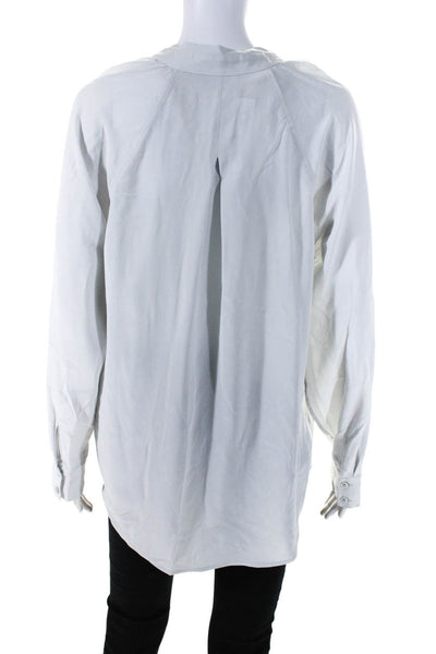 Equipment Femme Womens Long Sleeve V Neck Silk Shirt Light Gray Size Small