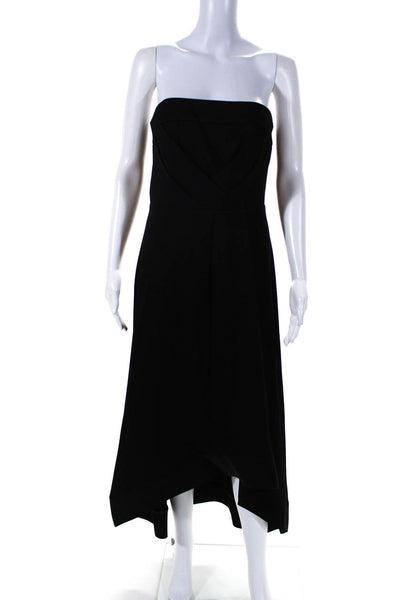 Shoshanna Midnight Womens Back Zip Strapless Midi Cocktail Dress Black Size 4