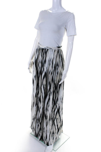 Parker Womens Side Zip Abstract Long Skirt White Gray Black Size 2