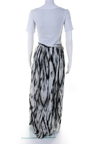 Parker Womens Side Zip Abstract Long Skirt White Gray Black Size 2