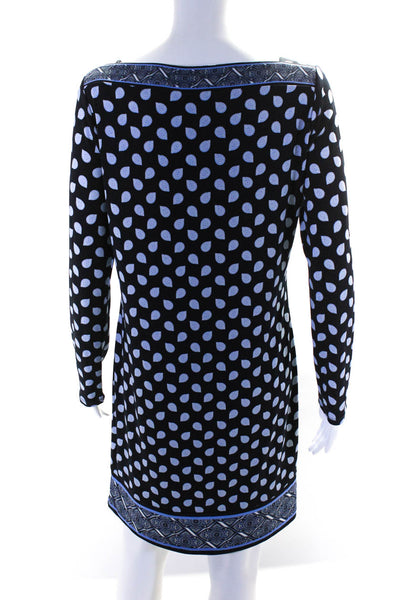 Michael Michael Kors Womens Long Sleeve Square Boat Neck Shift Dress Blue Size M