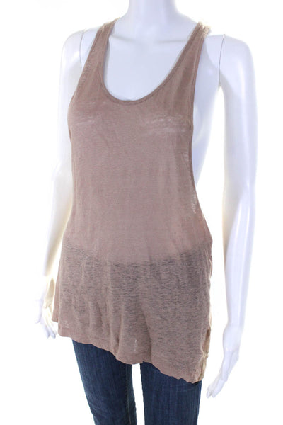 Acne Women's Scoop Neck Racerback Relaxed Fit Tank Top Brown Size XS