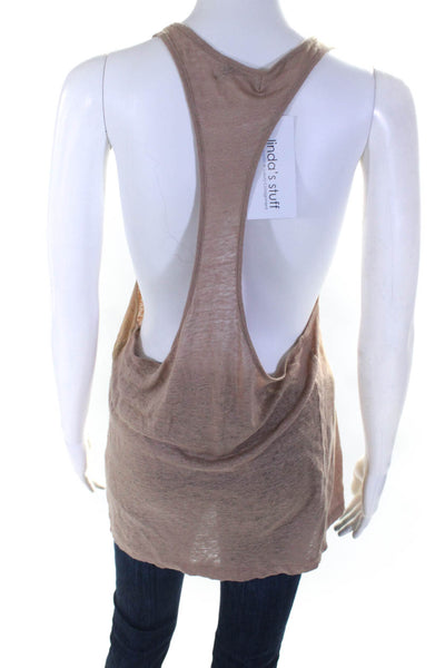 Acne Women's Scoop Neck Racerback Relaxed Fit Tank Top Brown Size XS