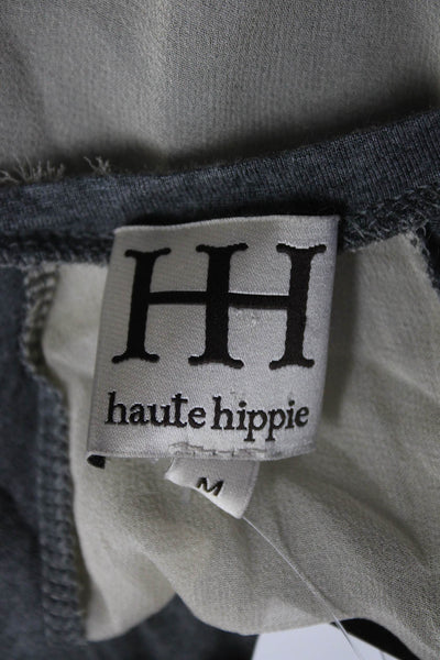 Haute Hippie Women's Sleeveless Sheer Panel Tank Blouse Gray Size M