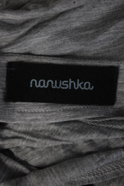 Nanushka Women's Cotton Short Sleeve V-Neck Tie Front Blouse Gray Size XS