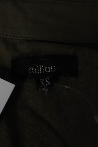 Millou Women's Long Sleeve Casual Button Down Shirt Green Size XS